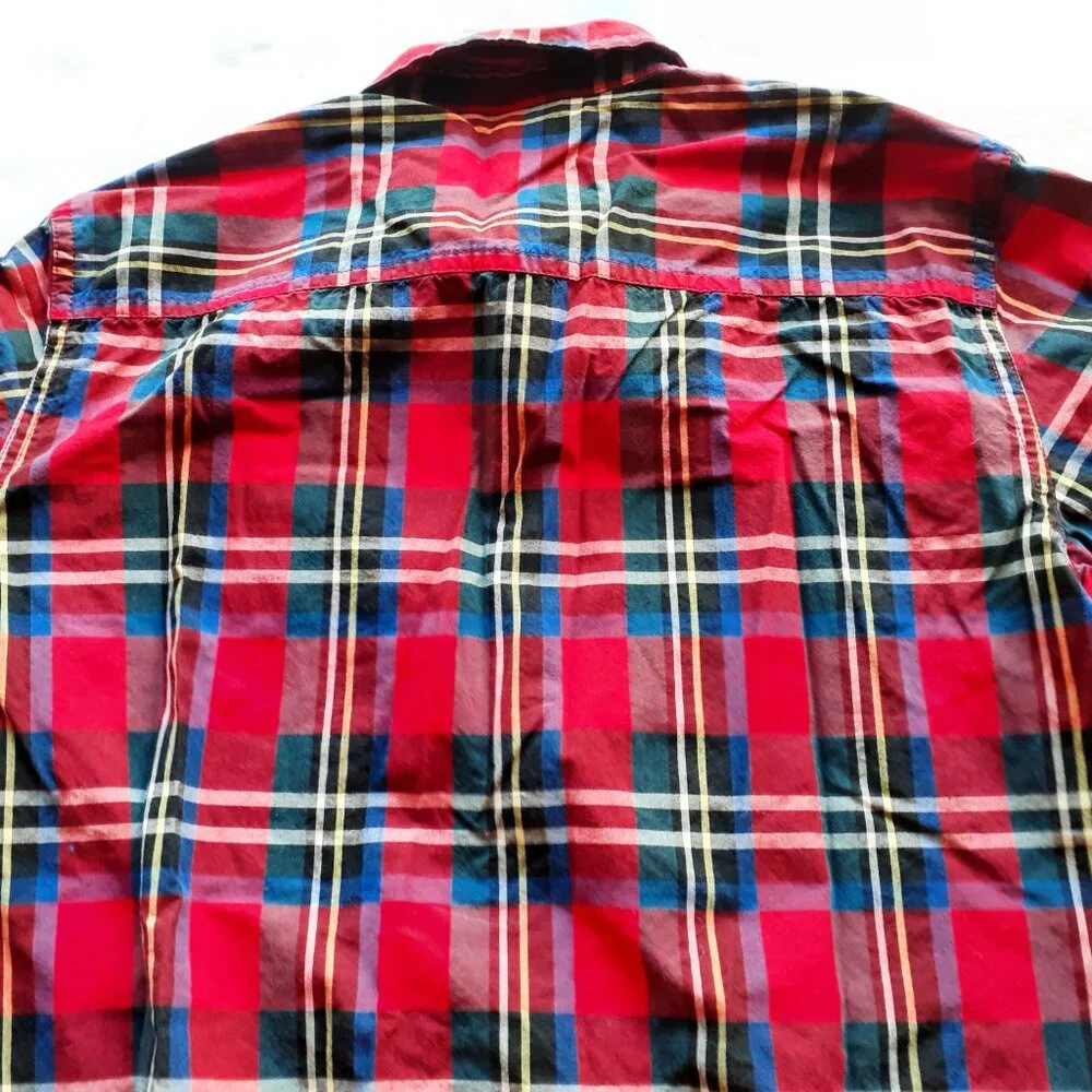 Gap Boys Shirt Button Down Red Plaid Long Sleeve Christmas Holiday XL 12